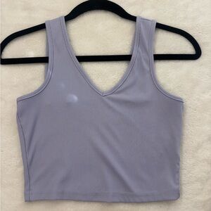 Purple Ribbed Crop Top